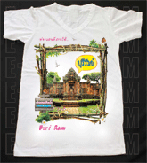 เสื้อยืดคอวีพร้อมสกรีนลายแหล่งท่องเที่ยว ลายบุรีรัมย์